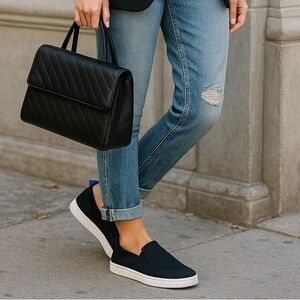 Franco Sarto Women’s Black Mesh Slip-On Sneakers Size 6M Lightweight NWB